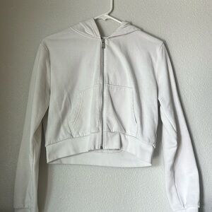 Divided White Zip Up Cropped Jacket Juniors Large